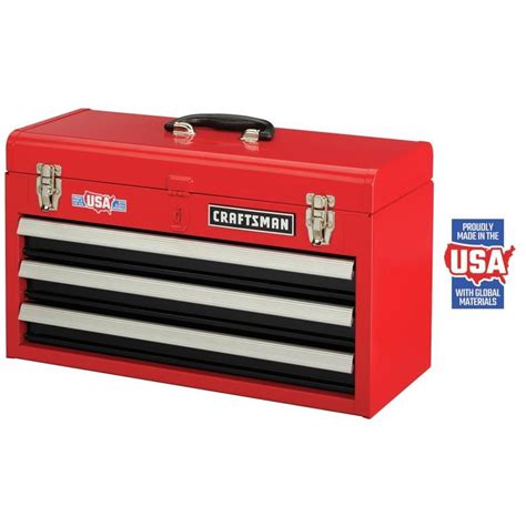 craftsman cmst22036rb 20.5-in 3-drawer red steel lockable tool box|20.